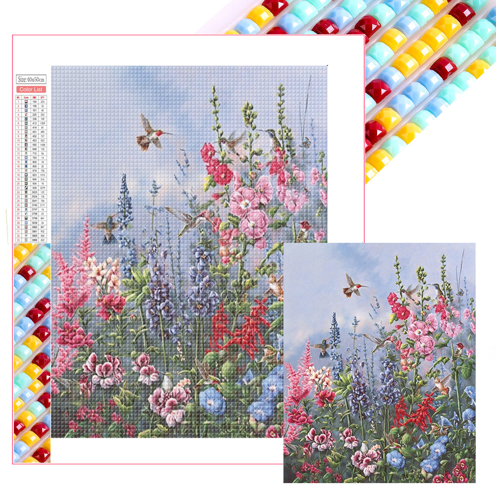 Birds Among Flowers - Full Square Drill Diamond Painting 40*50CM