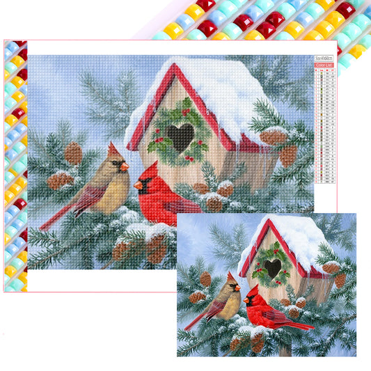 Winter Cardinal - Full Square Drill Diamond Painting 50*40CM