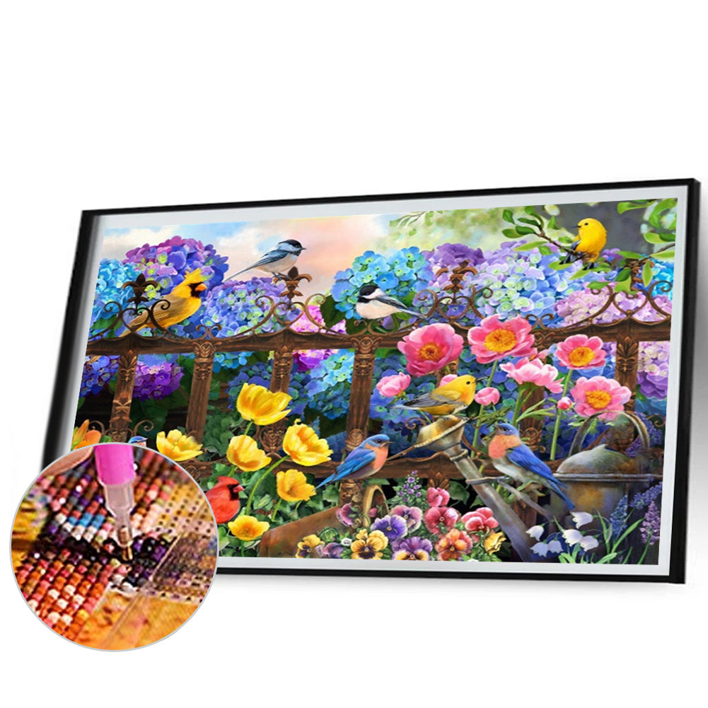 Birds On Fence - Full Square Drill Diamond Painting 60*40CM
