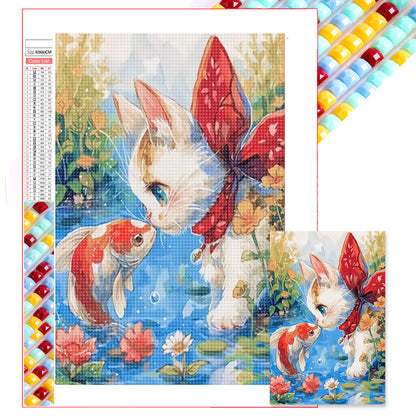 Cat And Fish - Full Square Drill Diamond Painting 60*40CM