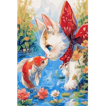 Cat And Fish - Full Square Drill Diamond Painting 60*40CM