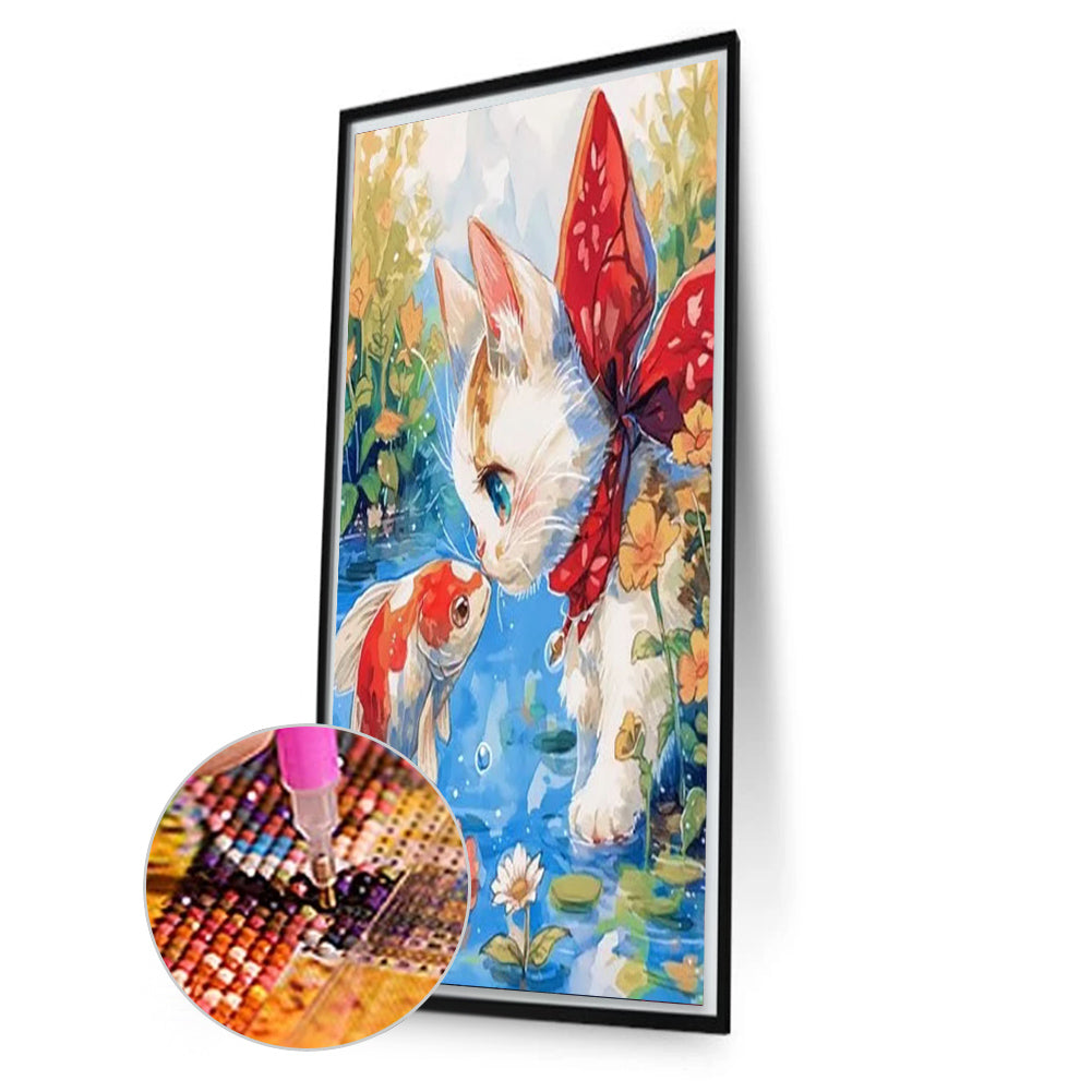 Cat And Fish - Full Square Drill Diamond Painting 60*40CM