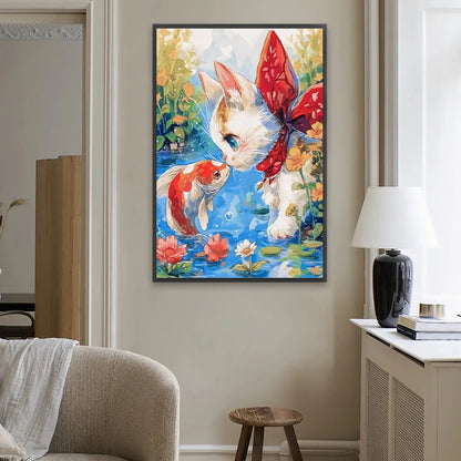 Cat And Fish - Full Square Drill Diamond Painting 60*40CM