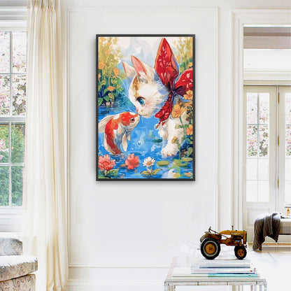 Cat And Fish - Full Square Drill Diamond Painting 60*40CM