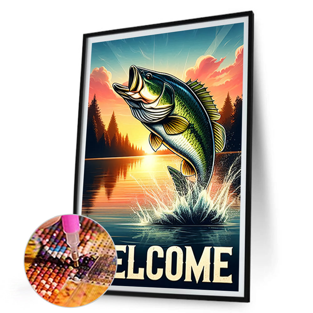 Fishing - Full Round Drill Diamond Painting 30*45CM