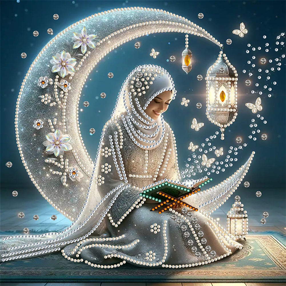 Pray Under The Moon - Special Shaped Drill Diamond Painting 30*30CM