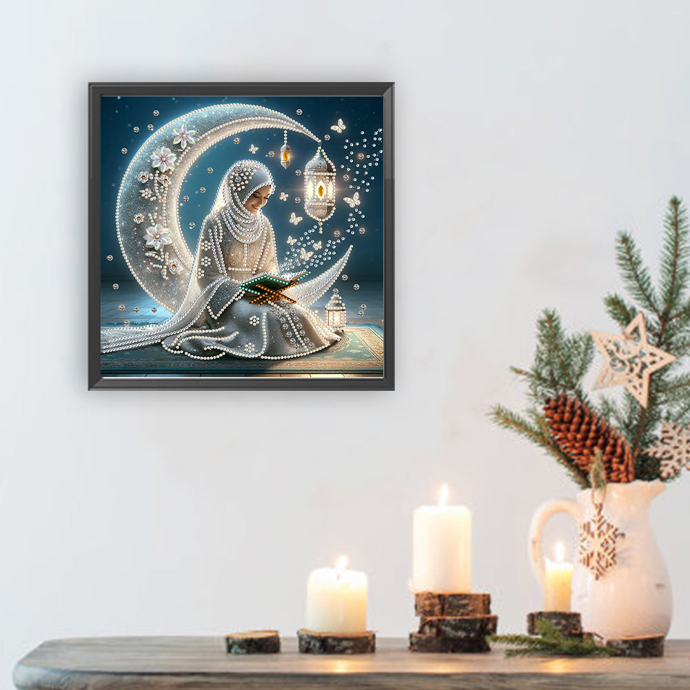 Pray Under The Moon - Special Shaped Drill Diamond Painting 30*30CM