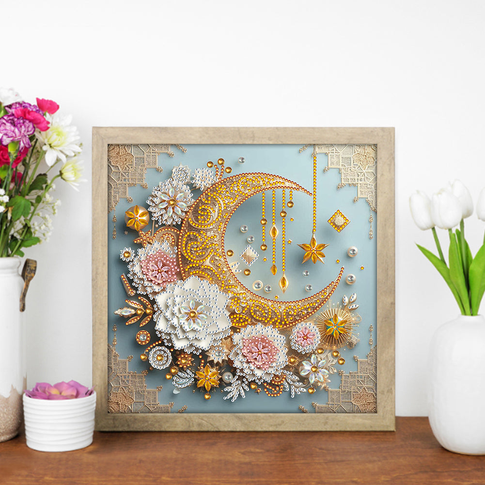Flower Crescent - Special Shaped Drill Diamond Painting 30*30CM