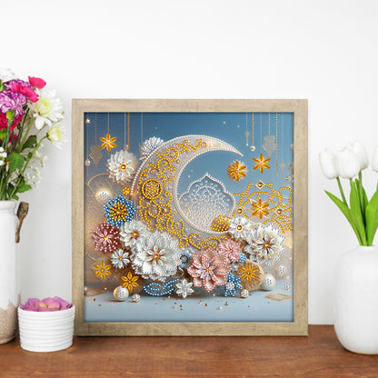 Flower Crescent - Special Shaped Drill Diamond Painting 30*30CM