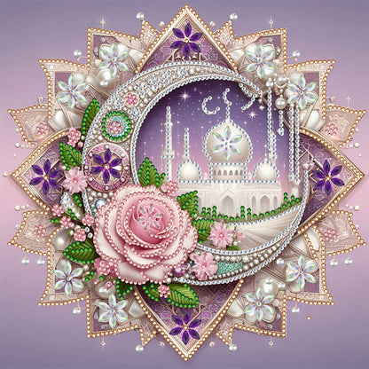 Flower Crescent - Special Shaped Drill Diamond Painting 30*30CM