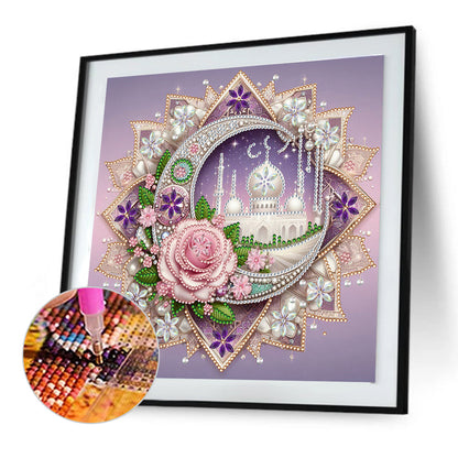 Flower Crescent - Special Shaped Drill Diamond Painting 30*30CM