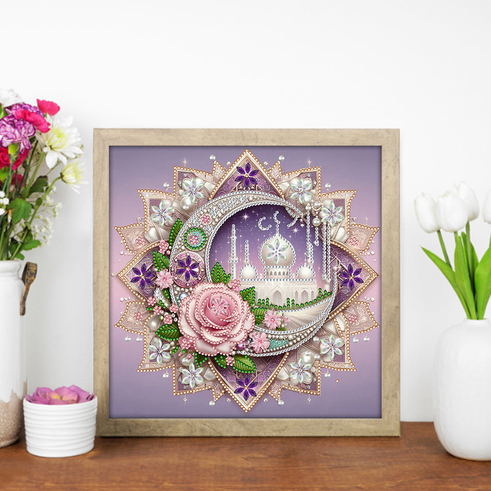 Flower Crescent - Special Shaped Drill Diamond Painting 30*30CM