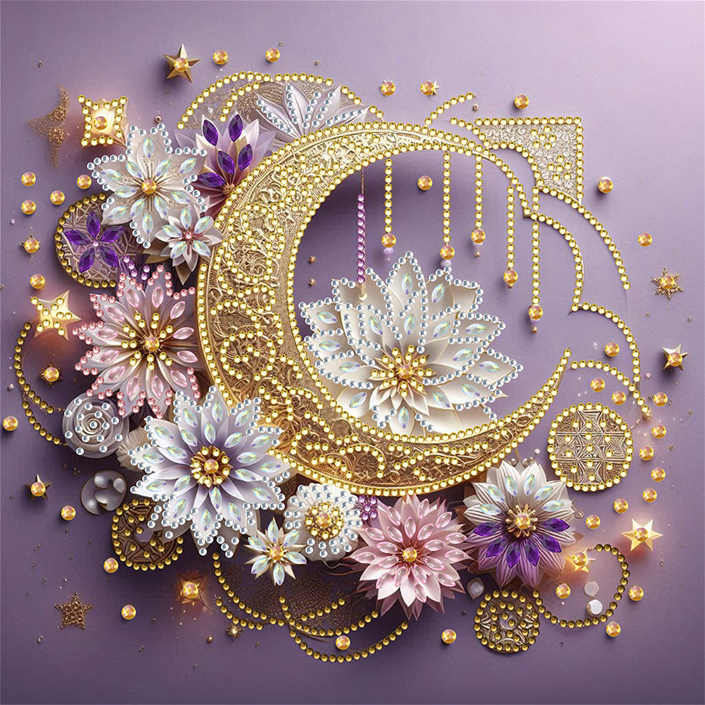 Flower Crescent - Special Shaped Drill Diamond Painting 30*30CM