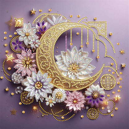 Flower Crescent - Special Shaped Drill Diamond Painting 30*30CM