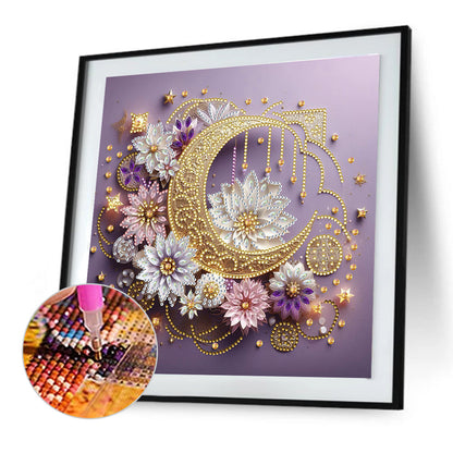 Flower Crescent - Special Shaped Drill Diamond Painting 30*30CM