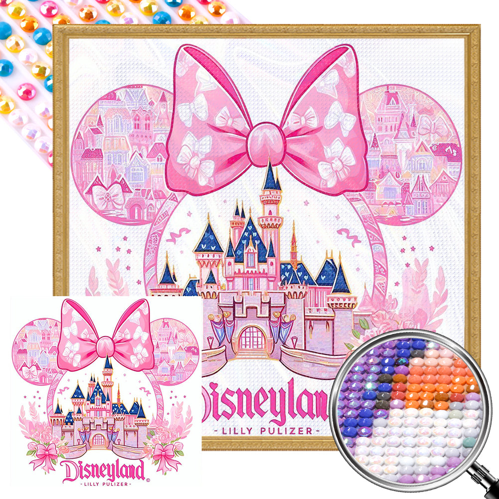 Pink Disney Castle - Full AB Round Drill Diamond Painting 40*40CM