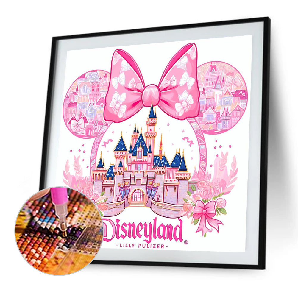 Pink Disney Castle - Full AB Round Drill Diamond Painting 40*40CM