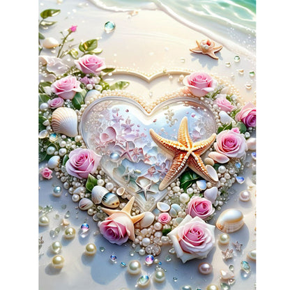 Rose Starfish Heart - Full Round Drill Diamond Painting 30*40CM