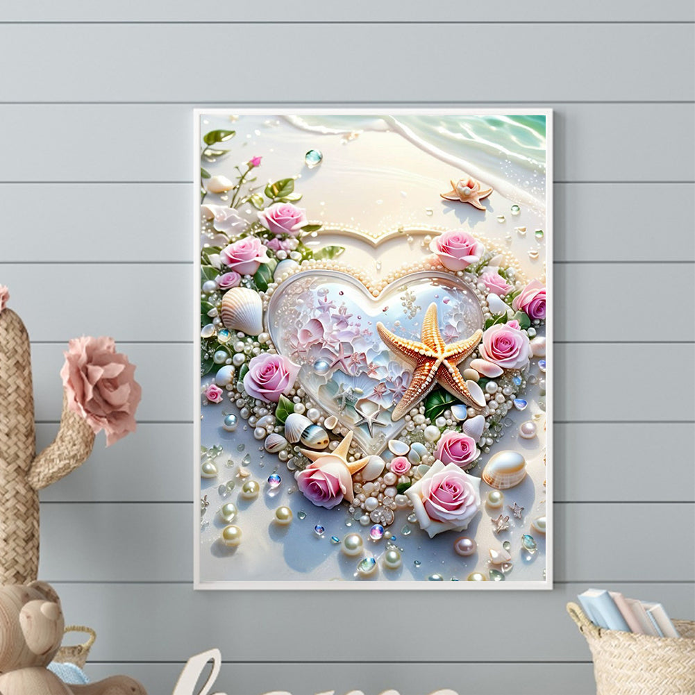 Rose Starfish Heart - Full Round Drill Diamond Painting 30*40CM