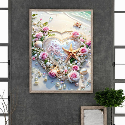Rose Starfish Heart - Full Round Drill Diamond Painting 30*40CM