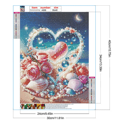 Rose Pearl Heart - Full Round Drill Diamond Painting 30*40CM
