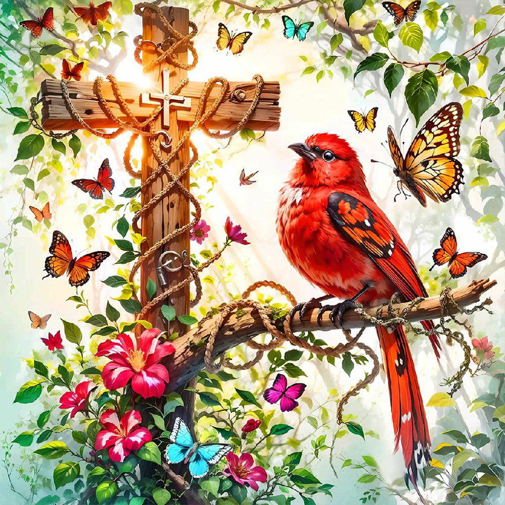 Cross Cardinal - Full Round Drill Diamond Painting 40*40CM