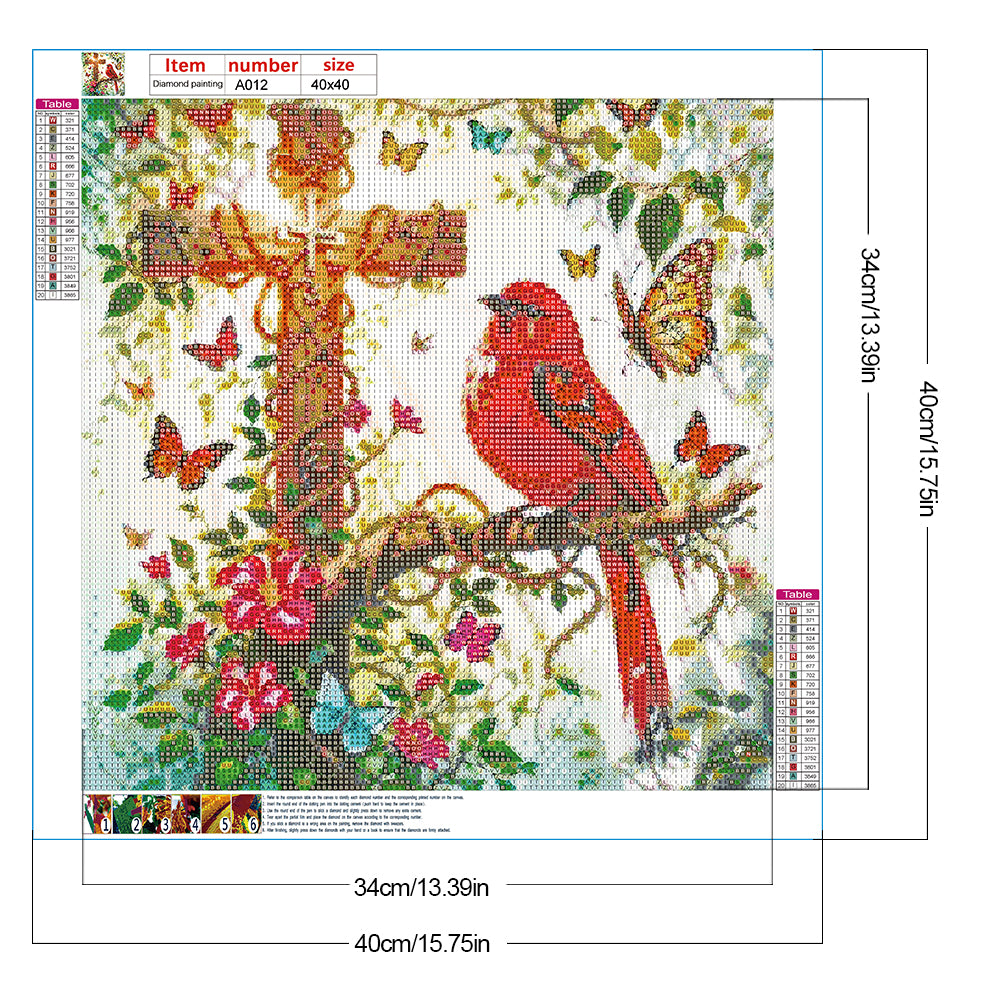 Cross Cardinal - Full Round Drill Diamond Painting 40*40CM