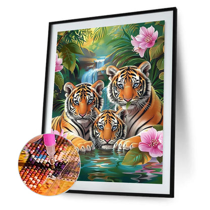 Three Tigers - Full Round Drill Diamond Painting 30*40CM