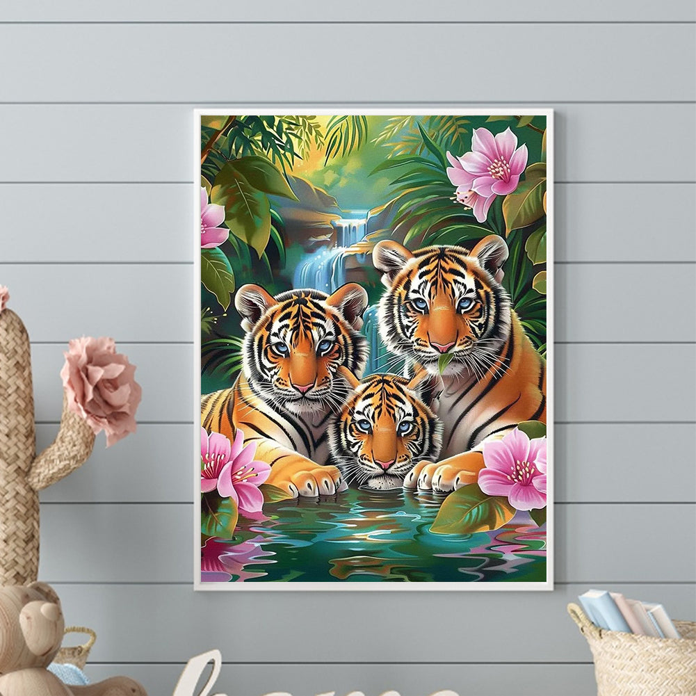 Three Tigers - Full Round Drill Diamond Painting 30*40CM