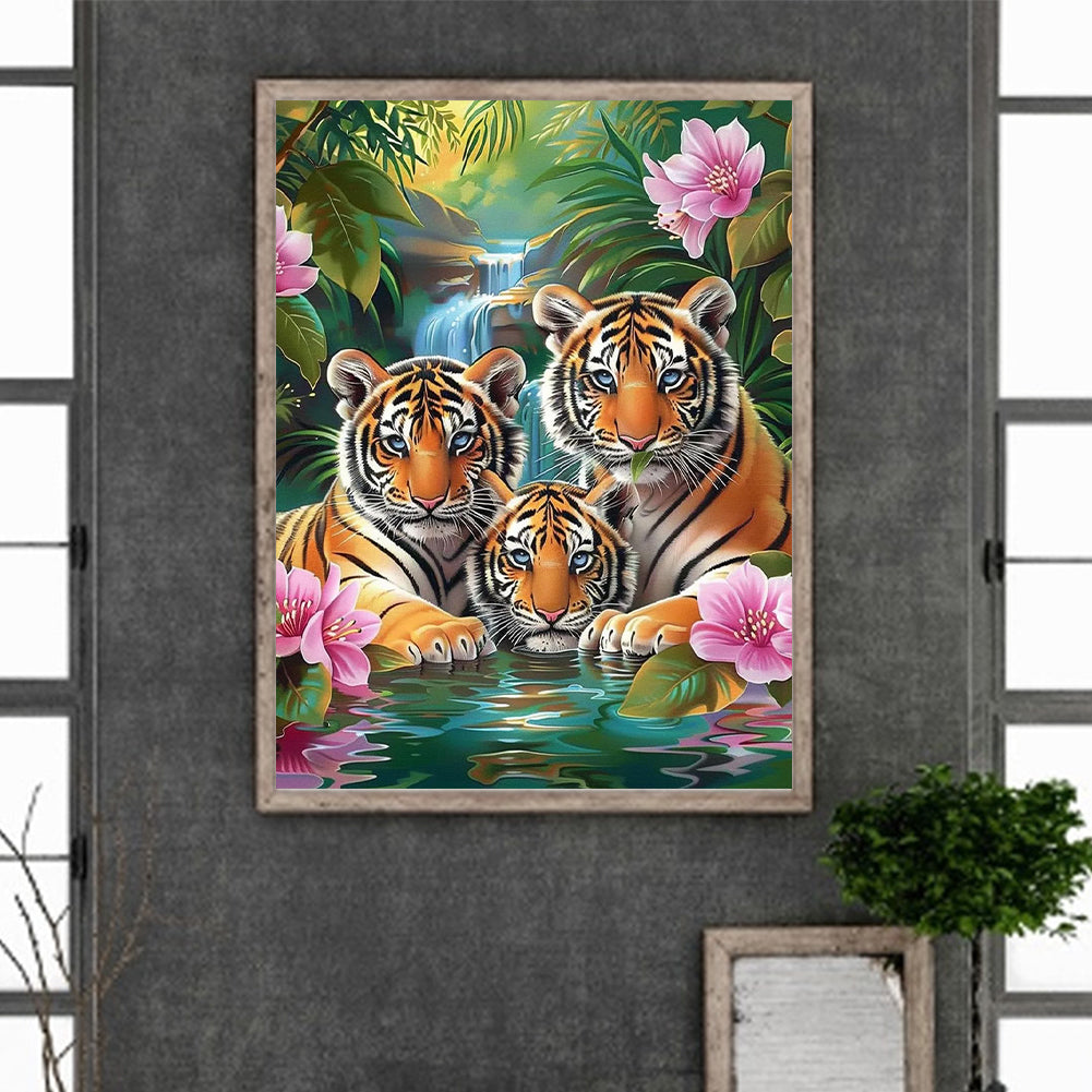 Three Tigers - Full Round Drill Diamond Painting 30*40CM