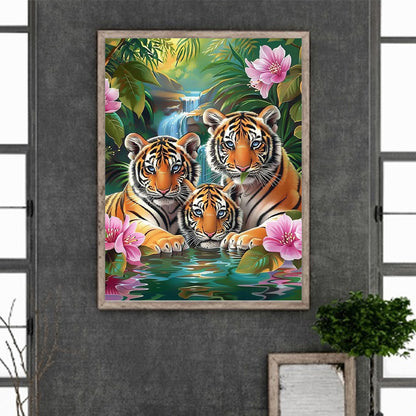 Three Tigers - Full Round Drill Diamond Painting 30*40CM