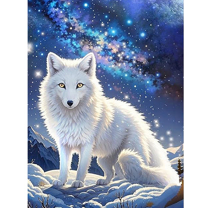 Galaxy White Wolf - Full Round Drill Diamond Painting 30*40CM