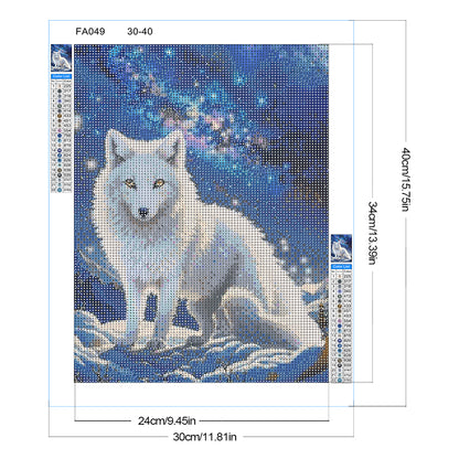 Galaxy White Wolf - Full Round Drill Diamond Painting 30*40CM