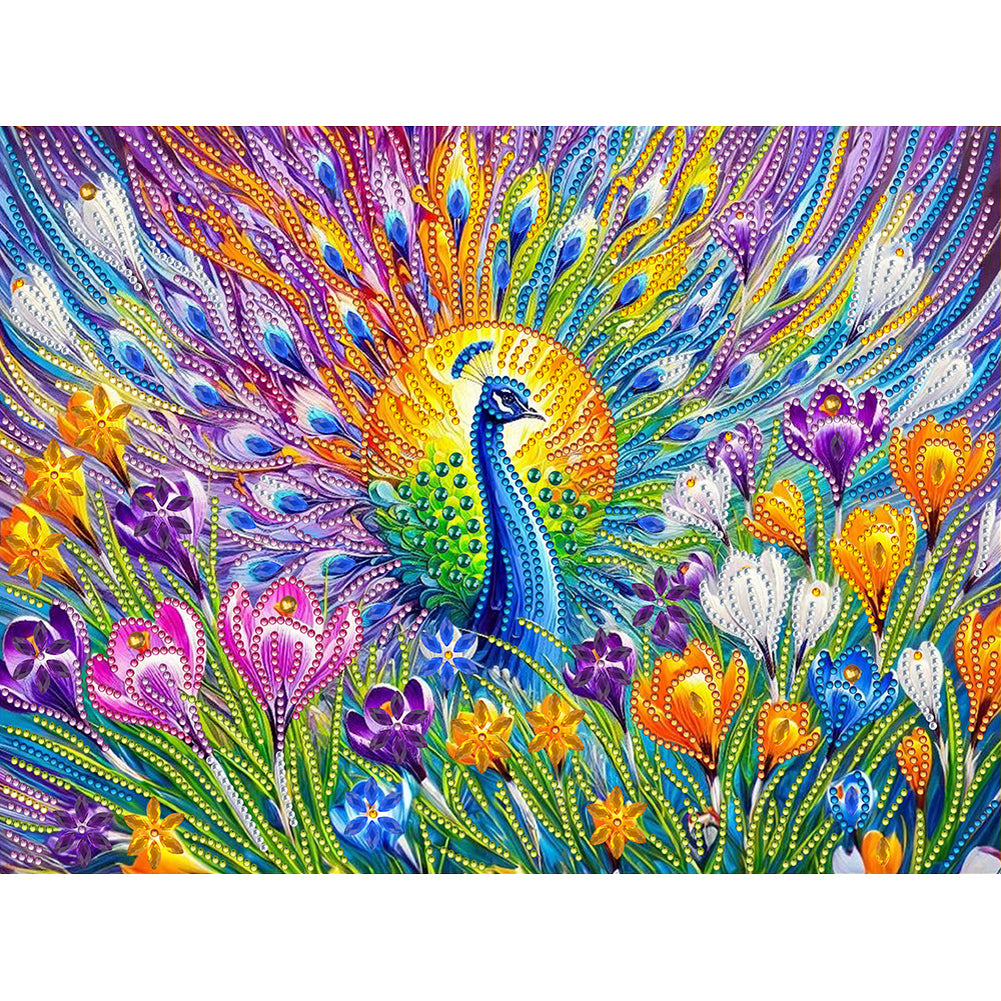 Orchid Peacock - Special Shaped Drill Diamond Painting 40*30CM