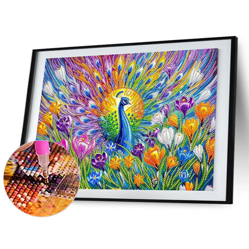 Orchid Peacock - Special Shaped Drill Diamond Painting 40*30CM