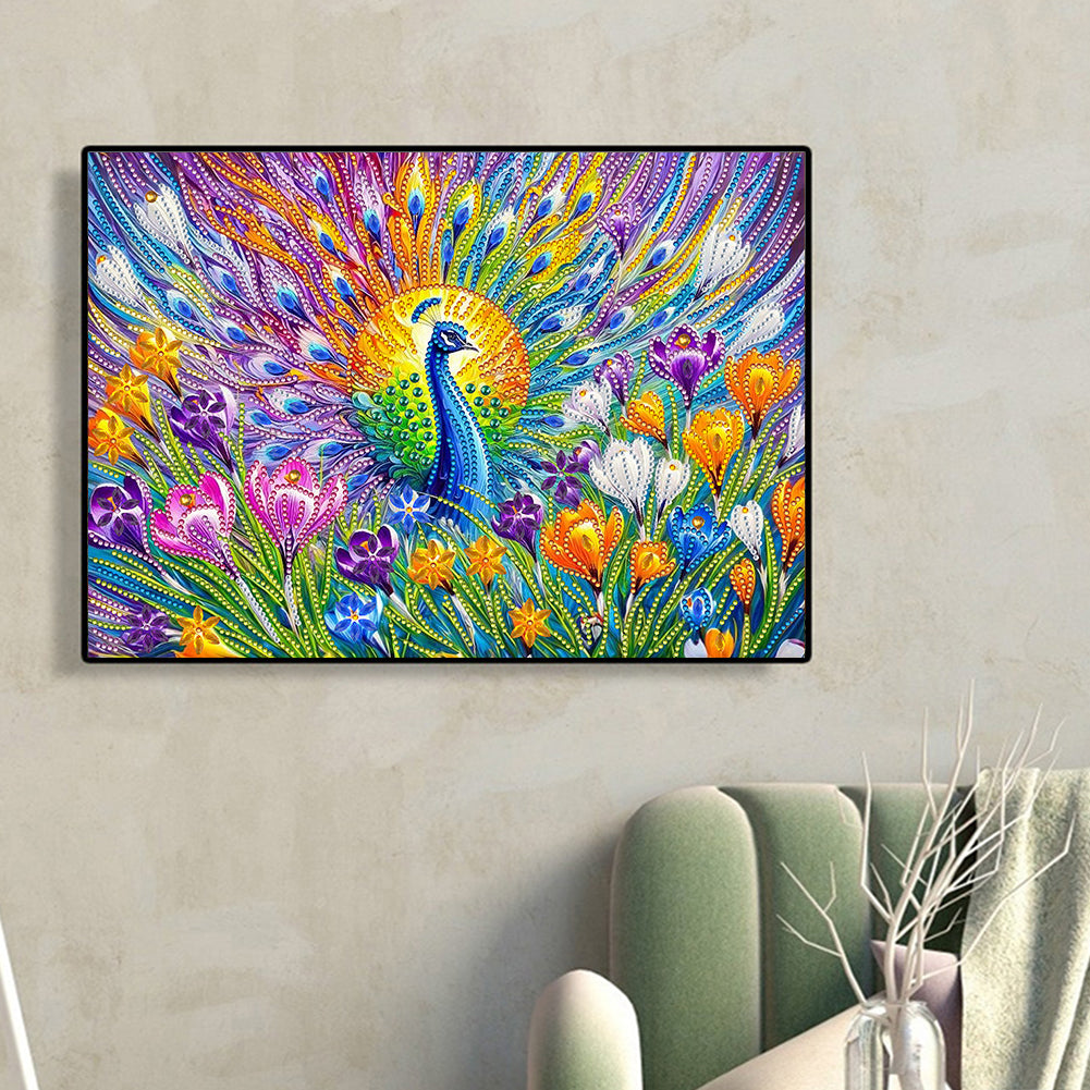 Orchid Peacock - Special Shaped Drill Diamond Painting 40*30CM