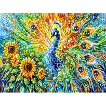 Sunflower Peacock - Special Shaped Drill Diamond Painting 40*30CM
