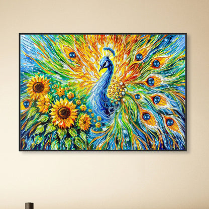 Sunflower Peacock - Special Shaped Drill Diamond Painting 40*30CM