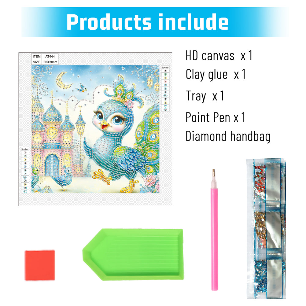 Cartoon Peacock - Special Shaped Drill Diamond Painting 30*30CM