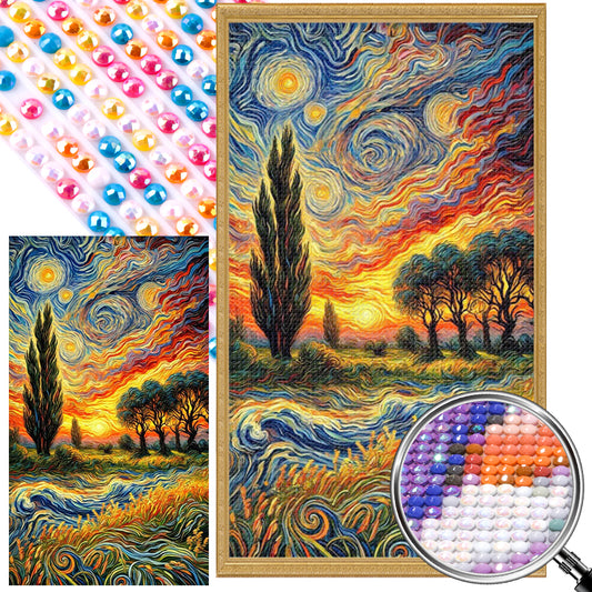 Van Gogh Wheat Field - Full AB Round Drill Diamond Painting 40*70CM