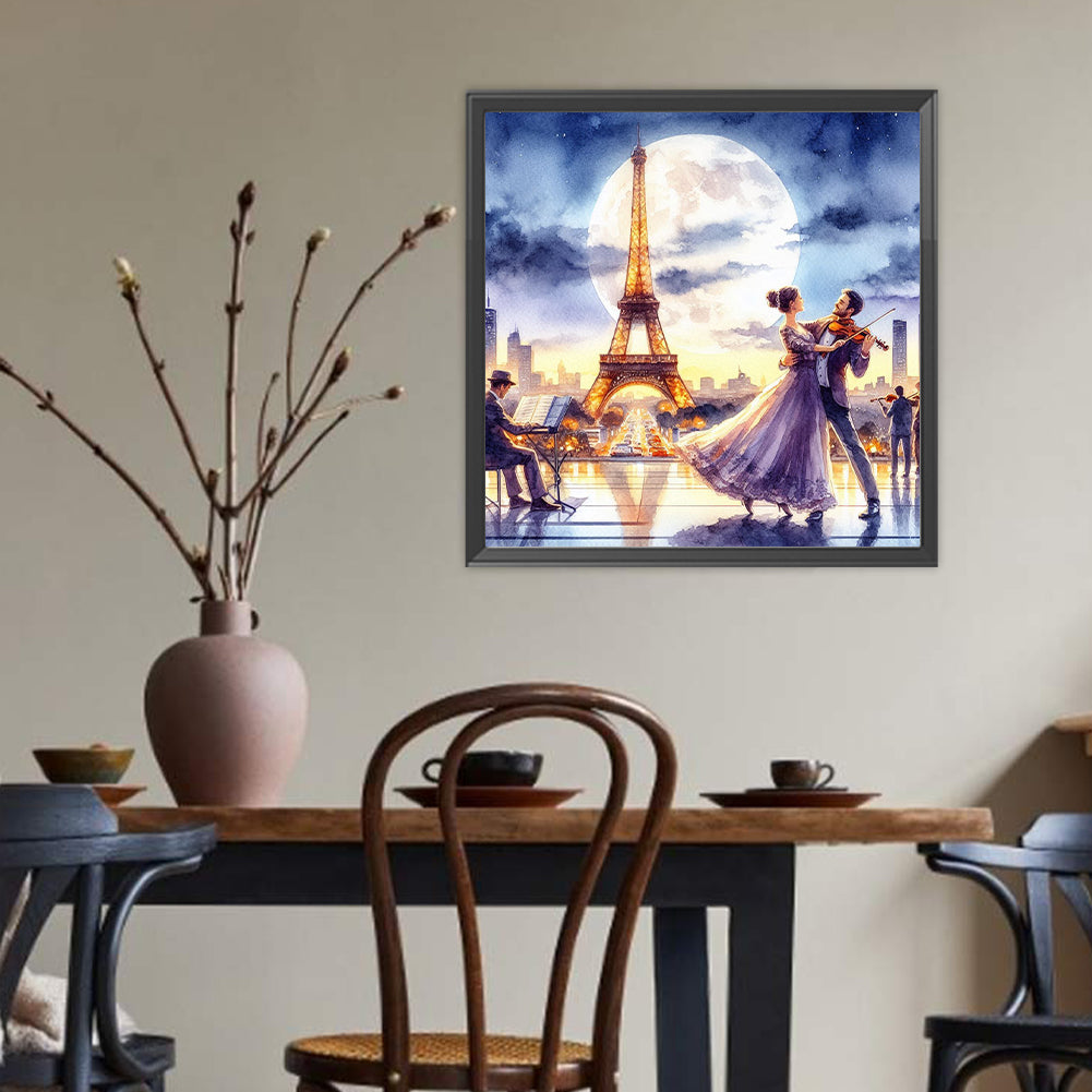 Dancing Under The Eiffel Tower - Full Round Drill Diamond Painting 40*40CM