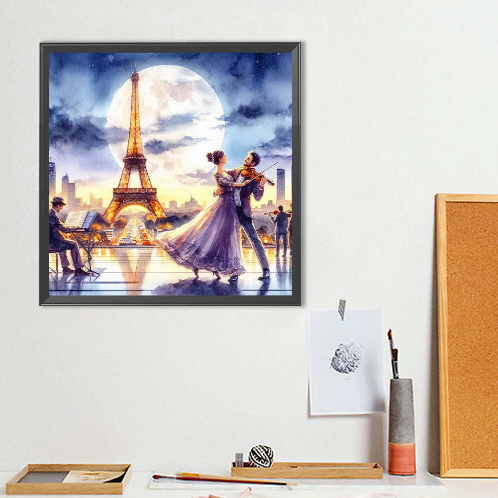 Dancing Under The Eiffel Tower - Full Round Drill Diamond Painting 40*40CM