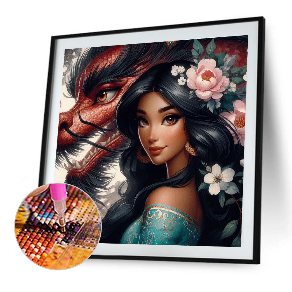 Disney Princess And Dragon - Full Round Drill Diamond Painting 40*40CM