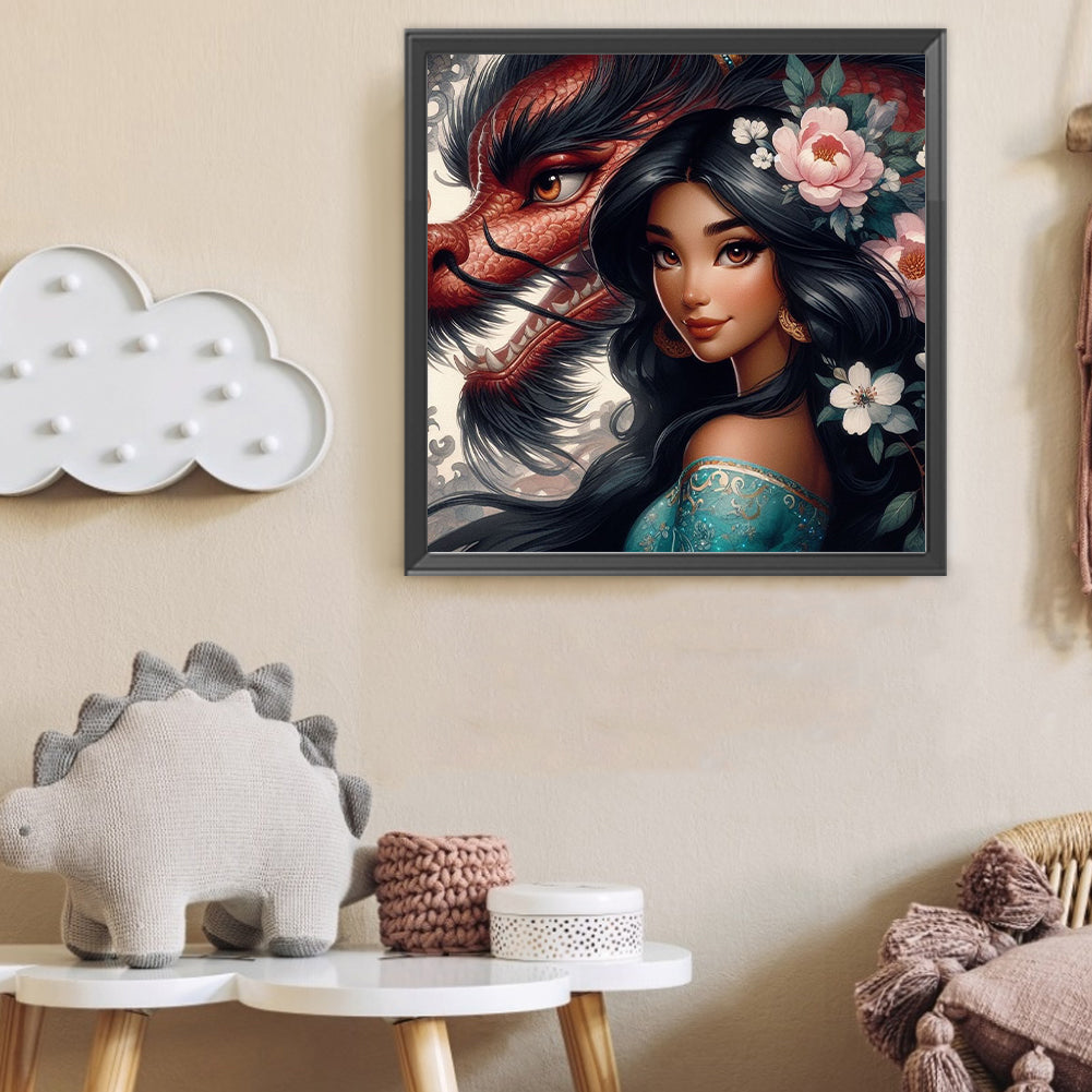Disney Princess And Dragon - Full Round Drill Diamond Painting 40*40CM