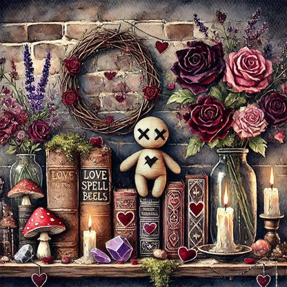 Flower Doll On Bookshelf - Full Round Drill Diamond Painting 40*40CM