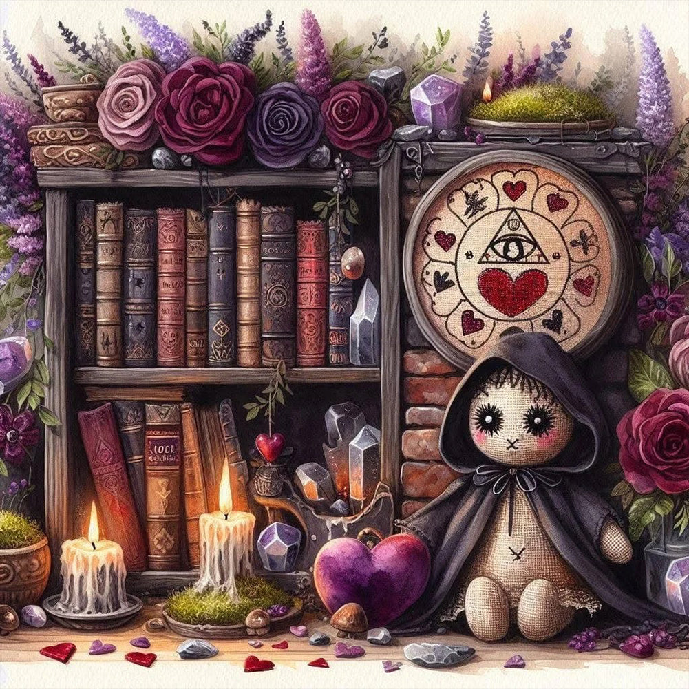 Flower Doll On Bookshelf - Full Round Drill Diamond Painting 40*40CM