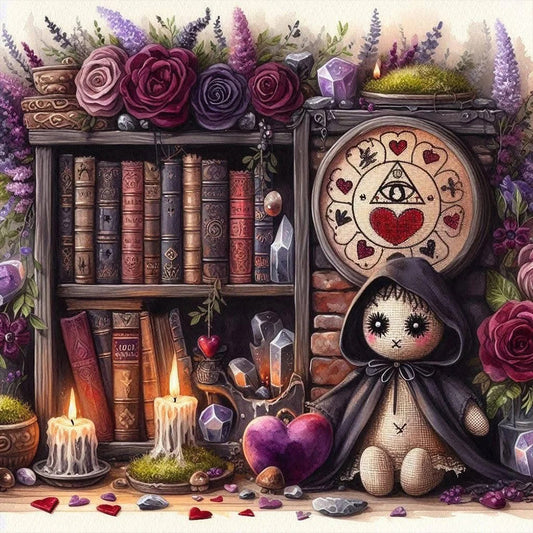 Flower Doll On Bookshelf - Full Round Drill Diamond Painting 40*40CM
