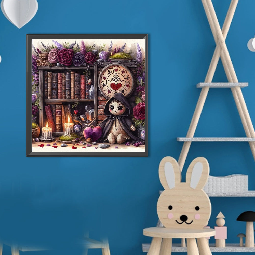 Flower Doll On Bookshelf - Full Round Drill Diamond Painting 40*40CM