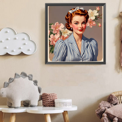 Vintage Girl - Full Round Drill Diamond Painting 40*40CM
