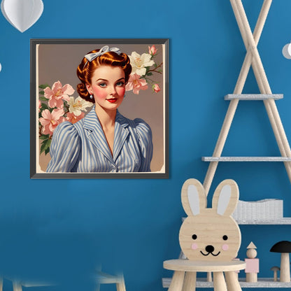 Vintage Girl - Full Round Drill Diamond Painting 40*40CM